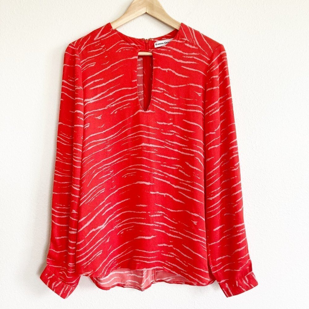 Karina Grimaldi Animal Print Keyhole Blouse Top
